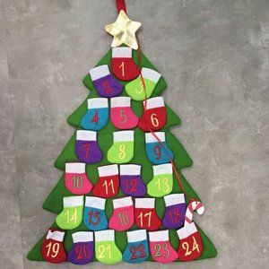 NEW Advent Calendar Multicolor Stockings Xmas Tree